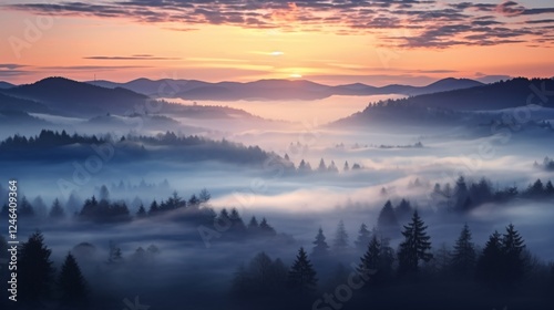 Stunning Panorama Fog Land Background Banner for Creative Projects