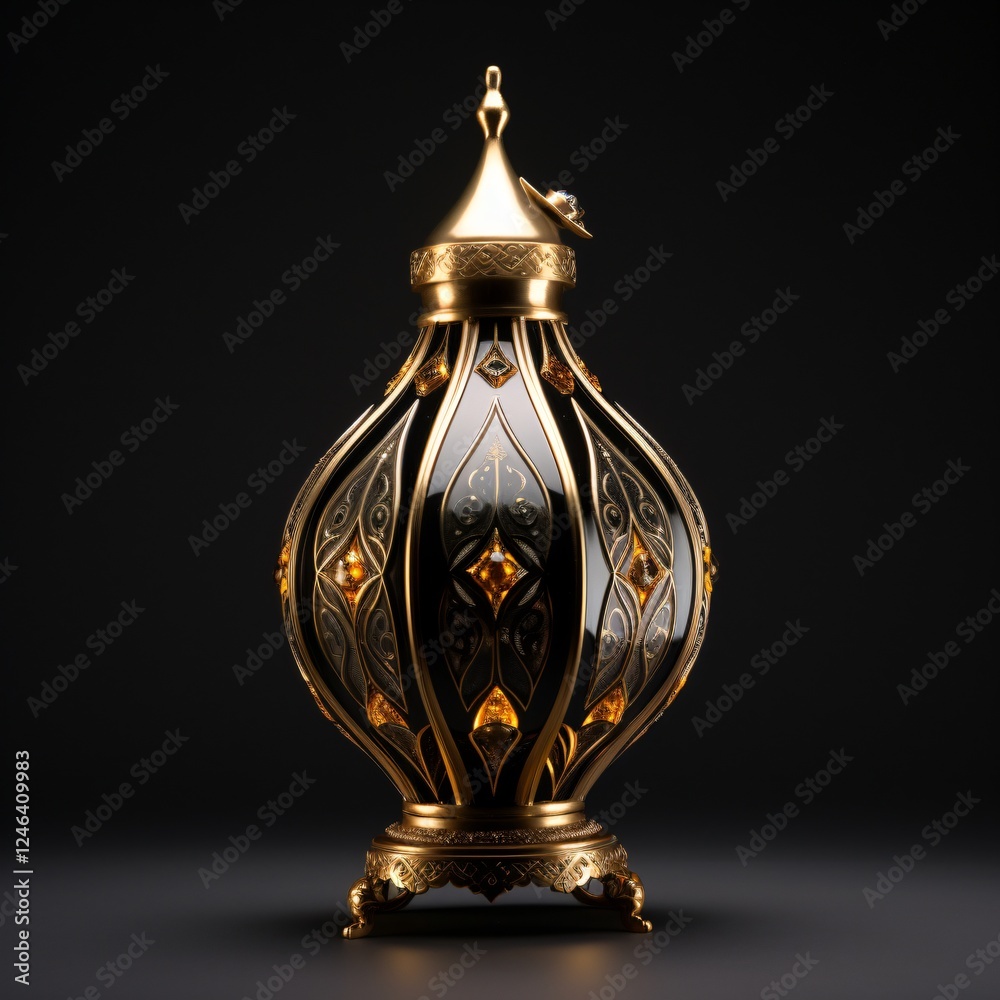 Exquisite Arabian Lamp on Elegant Black Background for Stylish Decor and Interior Design Concepts Exquisite Arabian Lamp on Elegant Black Background for Stylish Decor and Interior Design Concepts
