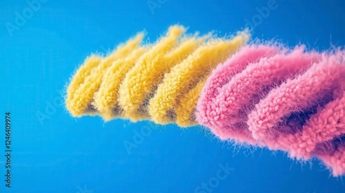 Colorful Abstract Texture with Soft Fuzzy Strands on Blue Background