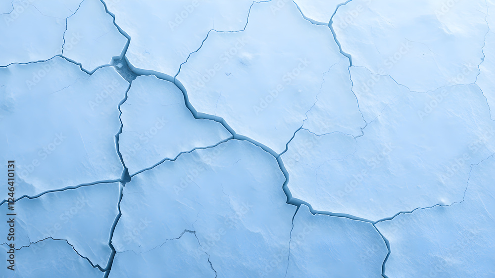 Naklejka premium Thick layer of cracked ice texture. Background for banner, backdrop or texture. Generative AI