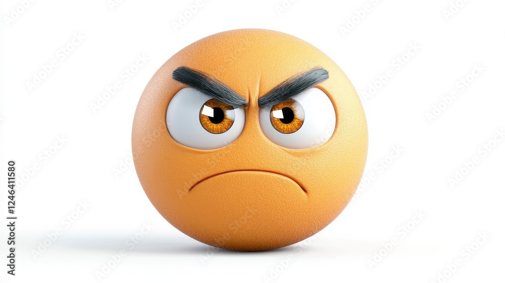 Angry Facial Expression on a Round Emoji with Intense Eyes Angry Facial Expression on a Round Emoji with Intense Eyes