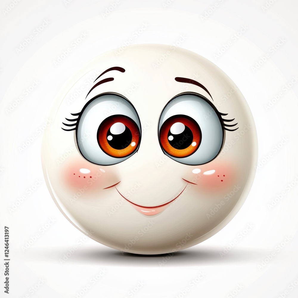 Cute and Cheerful Cartoon Face with Big Eyes and Bright Smile Cute and Cheerful Cartoon Face with Big Eyes and Bright Smile