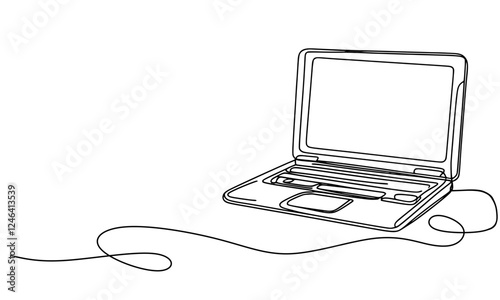 Draw one continuous line of a laptop