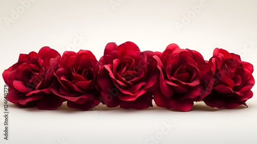 Four Dark Red Roses Floral Arrangement Romantic Elegant Wedding Valentines Day