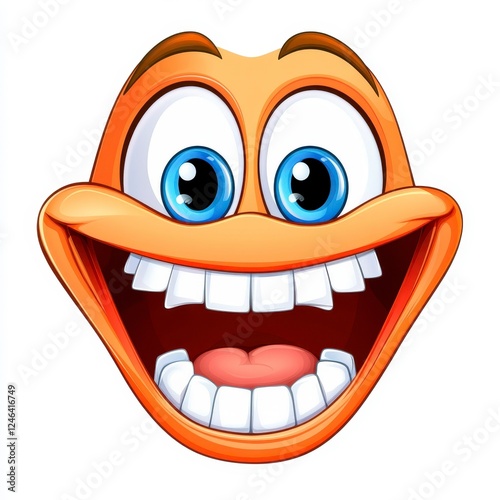 Wallpaper Mural Happy cartoon face with big eyes and wide grin, cheerful expression Torontodigital.ca