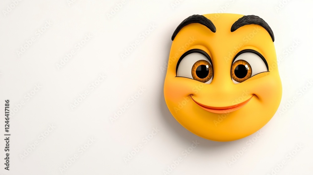Cheerful Smiley Face Icon with Large Eyes and Friendly Expression Cheerful Smiley Face Icon with Large Eyes and Friendly Expression