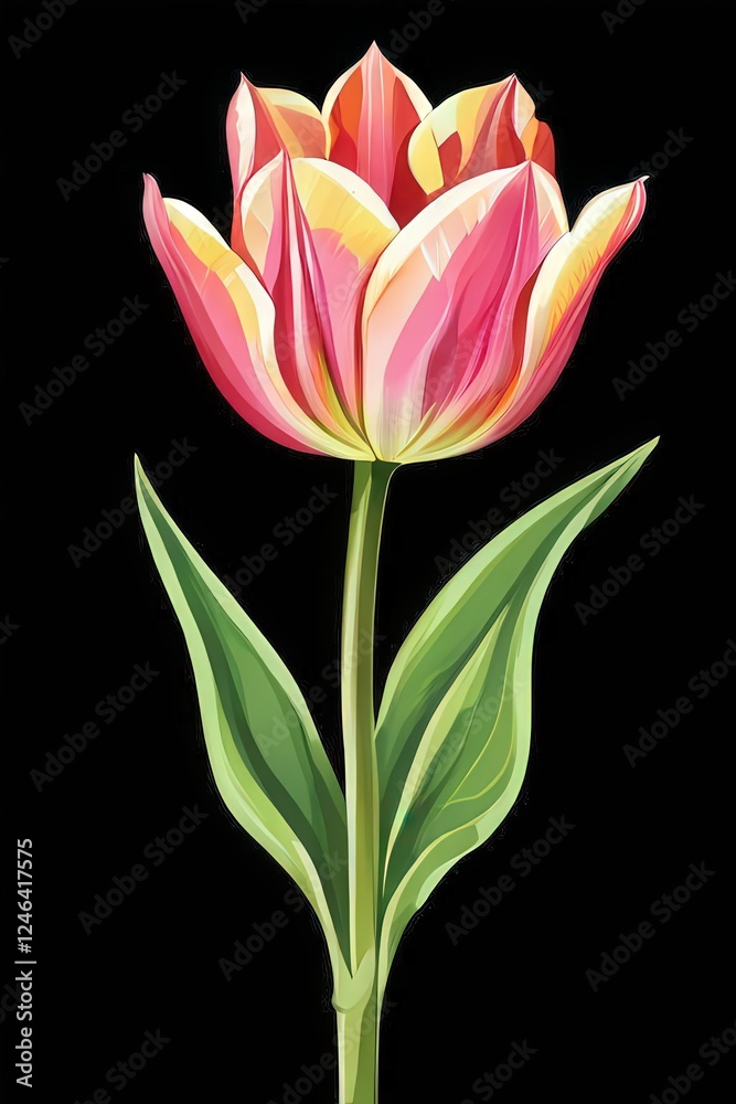 Fototapeta premium the AI Image Generator, Elegant Pink and White Tulip Bloom o