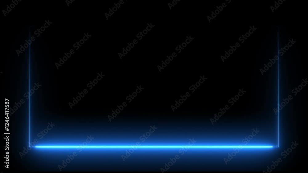 Animation of glowing neon rectangles abstract background. abstract glowing blue neon rectangle border frame. 4k animated on black background