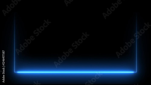 Animation of glowing neon rectangles abstract background. abstract glowing blue neon rectangle border frame. 4k animated on black background