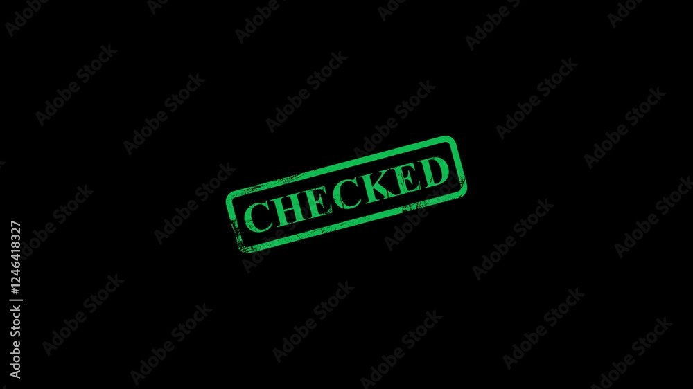 checked stamp seal animation appearing on a black background, ideal for business approval, 4k animated motion checked stamp seal animation appearing on a black background, ideal for business approval, 4k animated motion
