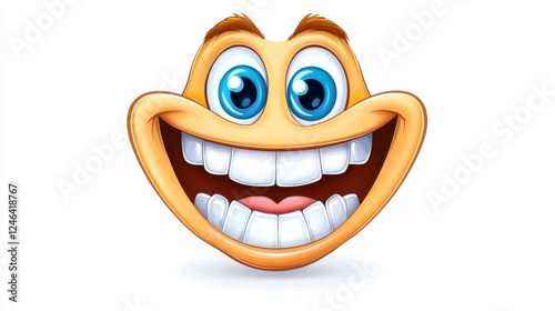 Wallpaper Mural Bright Cartoon Face with Large Eyes and Big Smile on White Background Torontodigital.ca