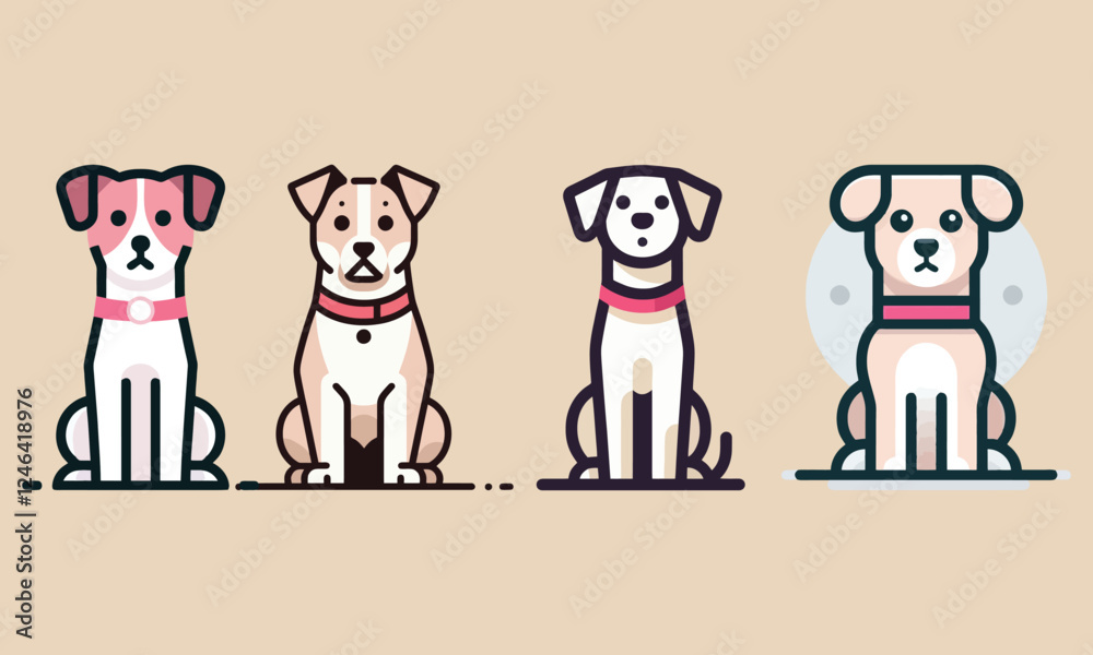 set of funny cartoon dog logo set of funny cartoon dog logo