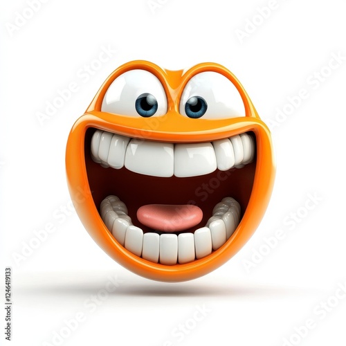 Wallpaper Mural Bright Orange Smiley Face with Big Mouth and Cheerful Expression Torontodigital.ca