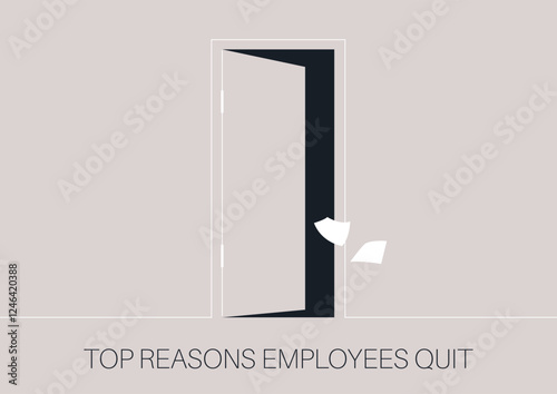 A symbolic depiction of an open door, suggesting opportunities and the commonality of employees departing from their roles, highlighting critical reasons for this trend
