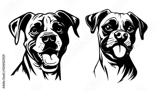 dog portraits black vector silhouette illustration