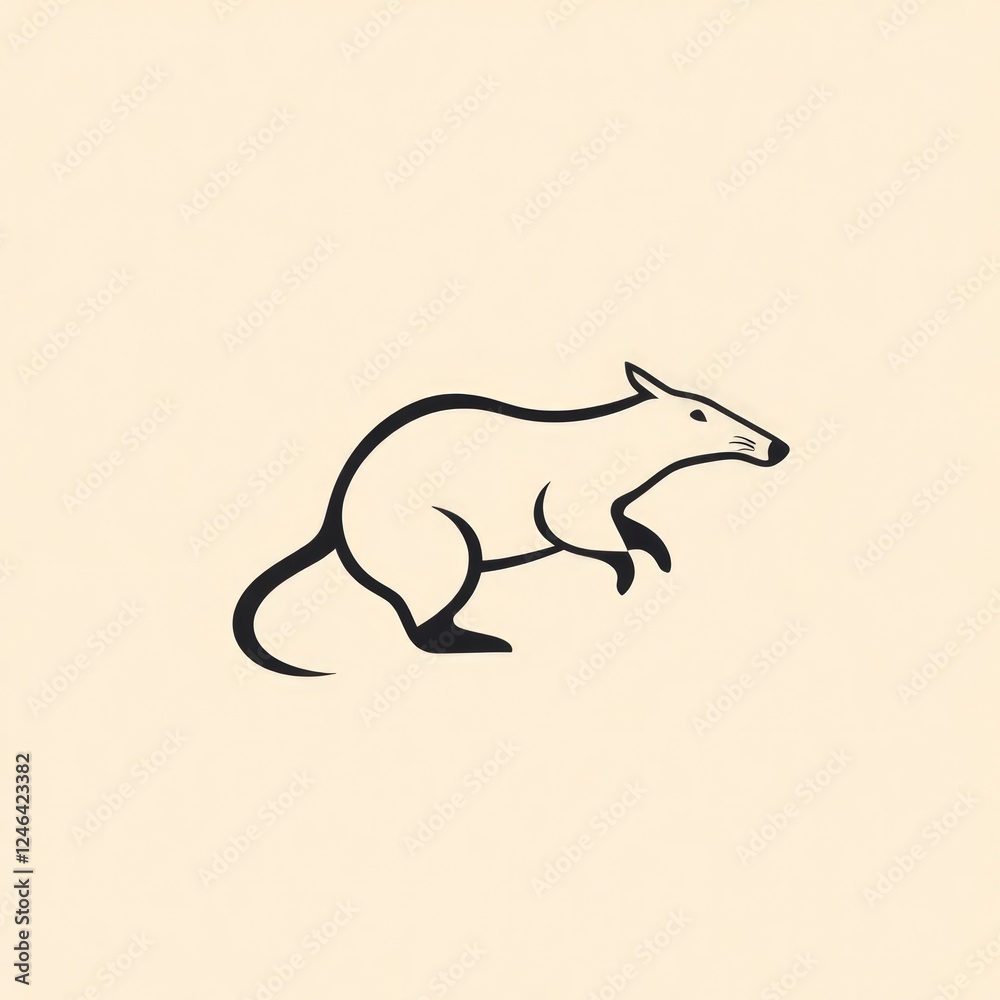 Obraz premium Aardvark or Trenggiling minimalist icon logo.