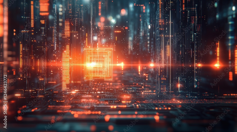 Fototapeta premium Futuristic High Technology circuit board background design. Communication concept.