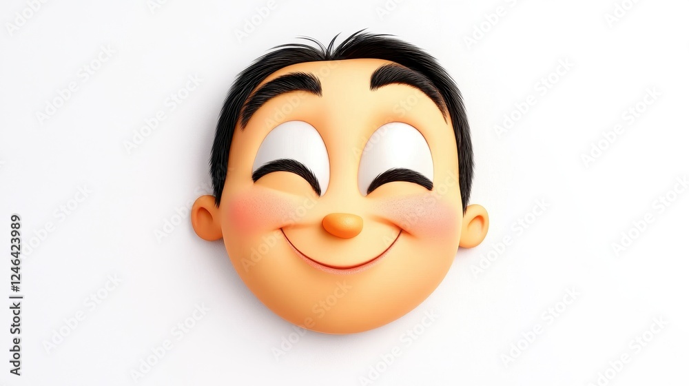 Cheerful Cartoon Face with Joyful Expression and Bright Eyes Cheerful Cartoon Face with Joyful Expression and Bright Eyes
