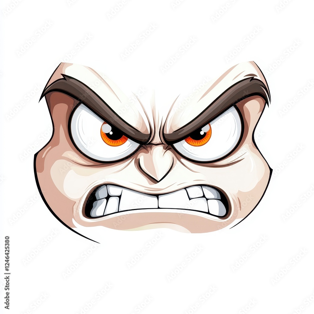 Angry Facial Expression with Intense Eyes and Furrowed Brows Angry Facial Expression with Intense Eyes and Furrowed Brows