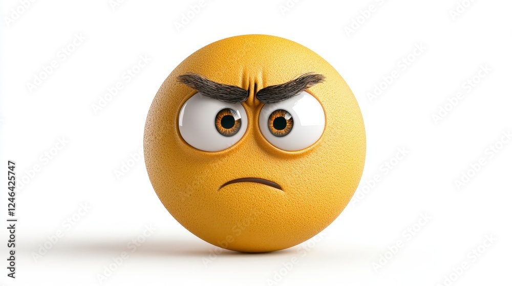 Angry Orange Emoji with Furrowed Eyebrows and Expressive Face Angry Orange Emoji with Furrowed Eyebrows and Expressive Face