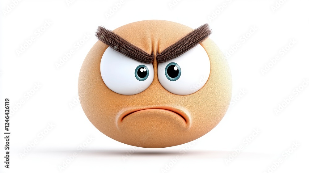 Angry cartoon character with exaggerated facial features and expression Angry cartoon character with exaggerated facial features and expression
