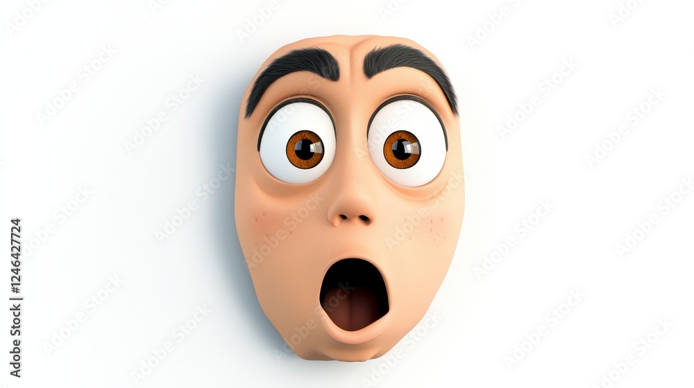 Fototapeta premium Surprised Cartoon Character with Wide Eyes and Open Mouth Expression