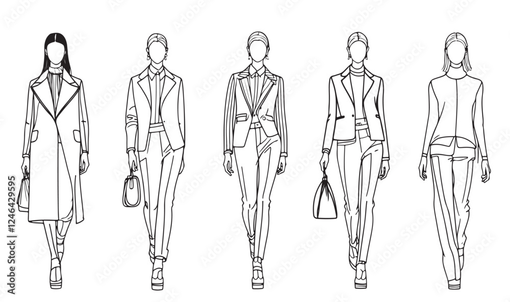 Stylish fashion models. Abstract Fashion girls Sketch. Woman in pants Stylish fashion models. Abstract Fashion girls Sketch. Woman in pants