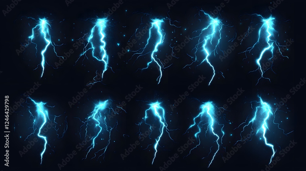 Obraz premium Lightning in the sky, electric discharge 