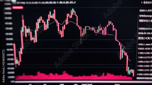 Cryptocurrency market volatility concept with Bitcoin price graph fluctuating dramatically.
