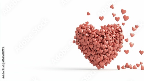 Heart Valentine's Day, Heart made of pink hearts with floating elements