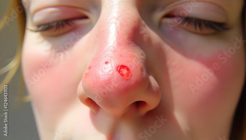 Close-Up of Wounded Nose: A Skin Condition Story photo