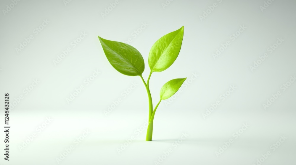 Fototapeta premium Fresh Green Plant Growing in Minimalist Setting for Natural Concepts