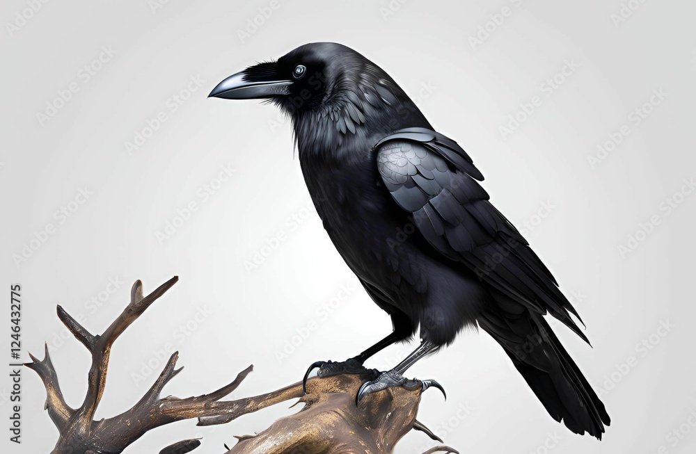 Fototapeta premium Majestic Crows: Striking Isolated Birds on a Clean Background