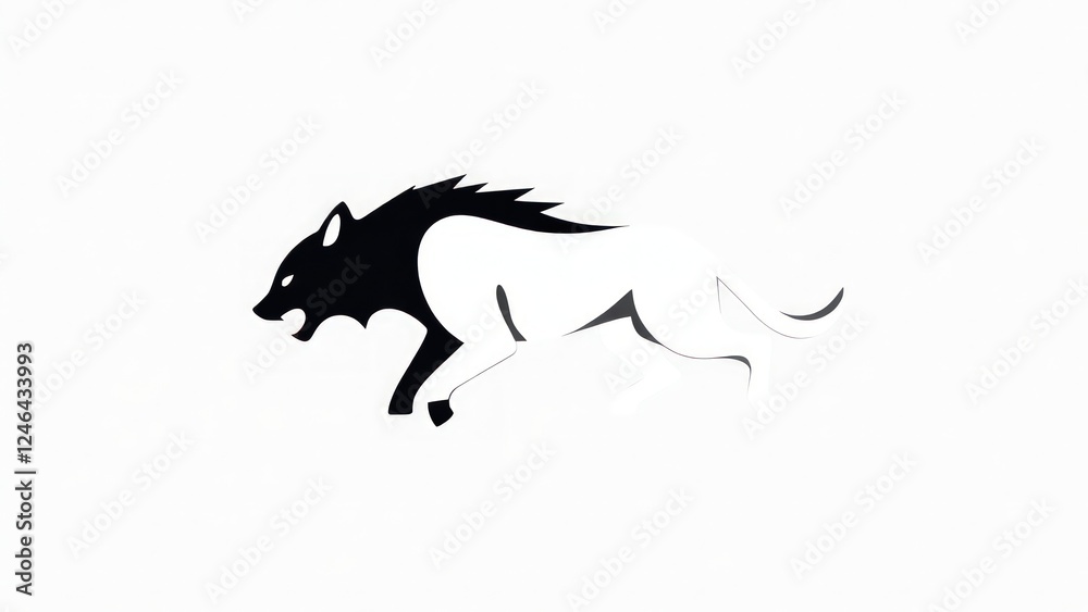 Fototapeta premium Hyena minimalist icon logo. 