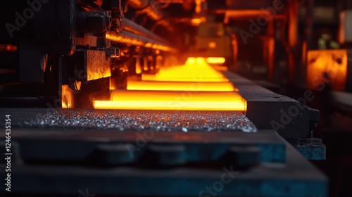 Cold rolling process of steel sheets showcasing precision machinery and intense heat