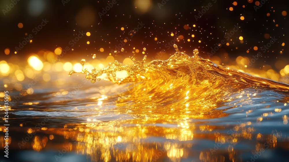 Naklejka premium Golden Hour Water Splash: A Captivating Display of Nature's Beauty