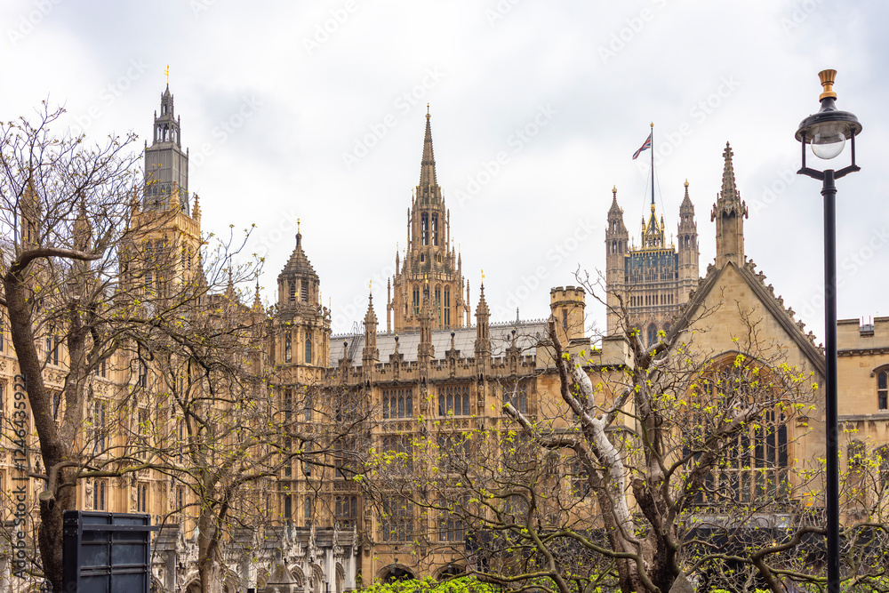 Houses of Parliament towers and architecture, London, UK Houses of Parliament towers and architecture, London, UK