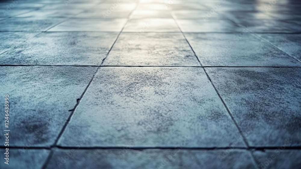 Fototapeta premium Close up of industrial cement tiled floor texture with light shining through from above