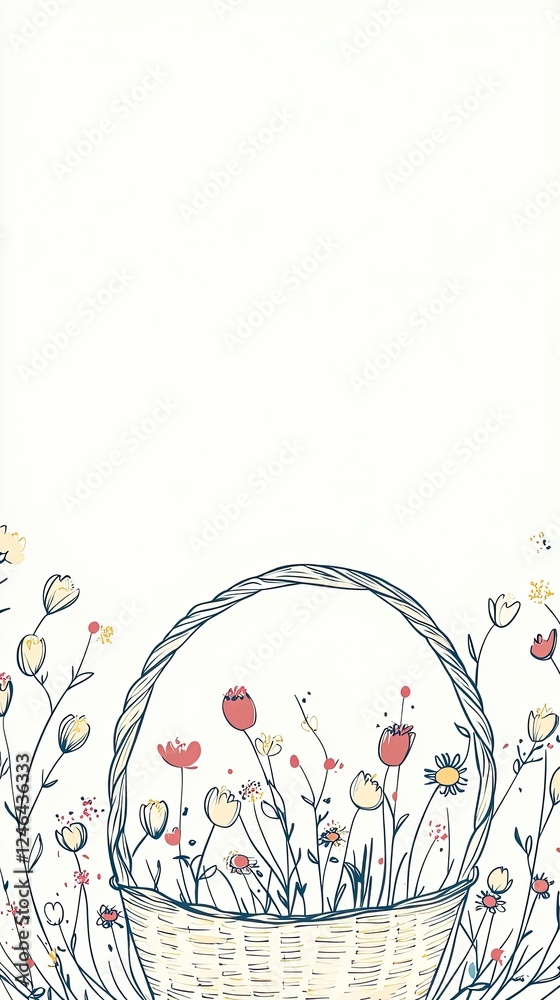 Minimalist Dragon Basket with Flowers for Easter Day Decorations and Celebrations Minimalist Dragon Basket with Flowers for Easter Day Decorations and Celebrations