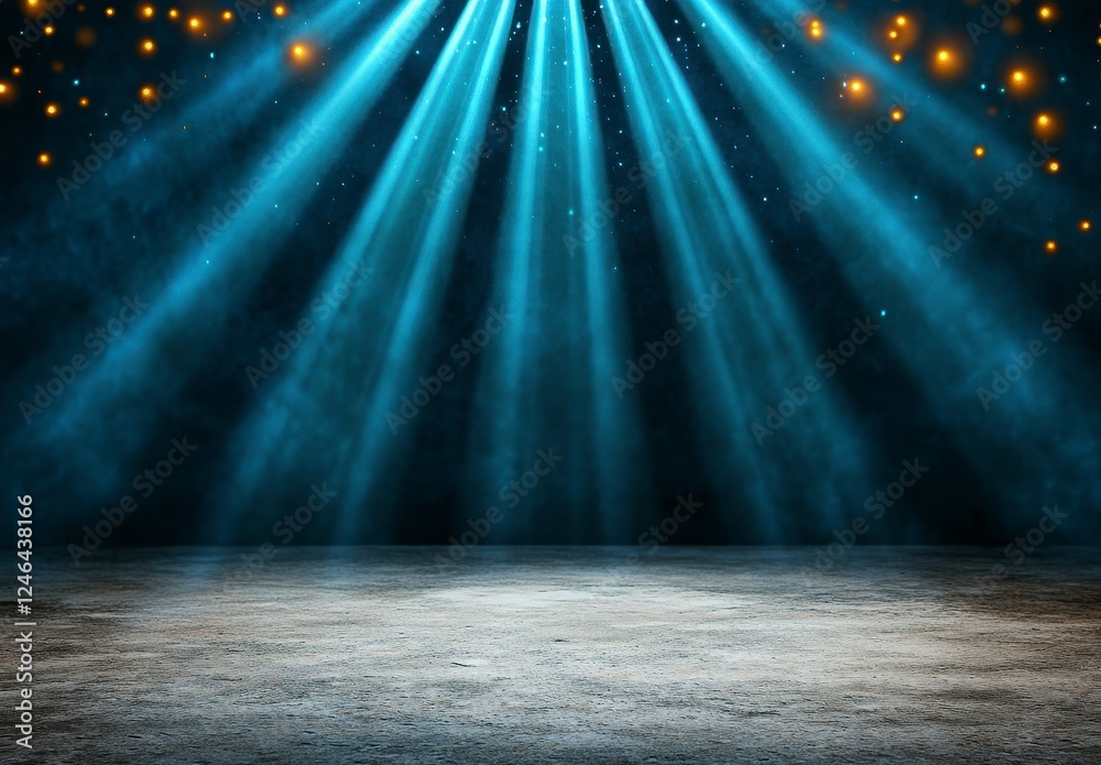Obraz premium Abstract Blue and Yellow Light Rays on Dark Textured Background