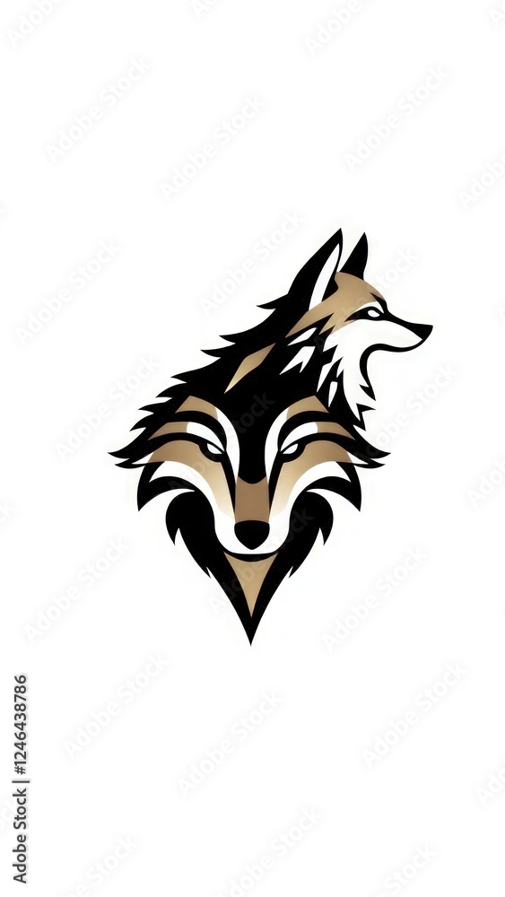 Fototapeta premium Coyote minimalist icon logo. 
