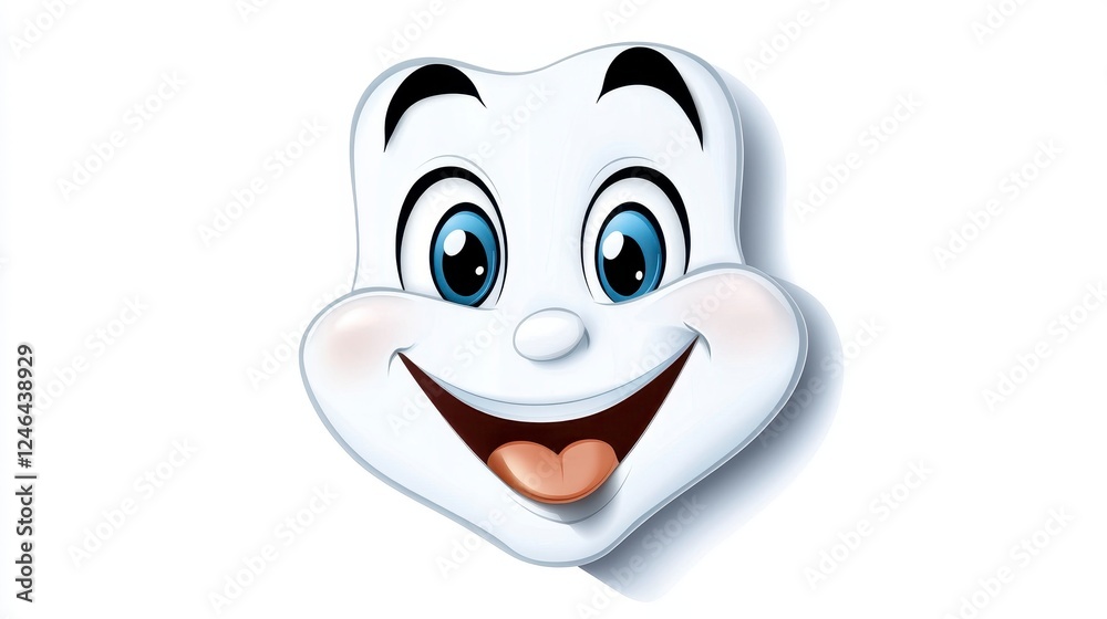 Obraz premium Cheerful Cartoon Tooth Character with Bright Eyes and Smile