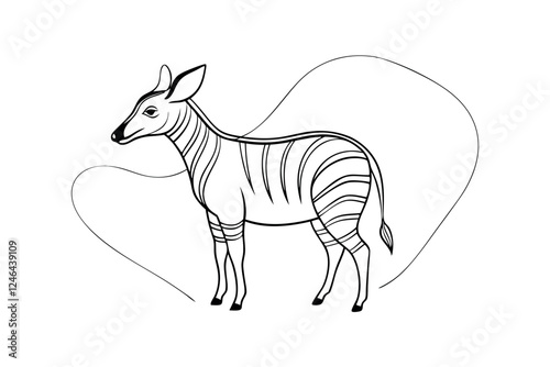 Okapi Line Drawing Vector  Elegant Line Art Illustration