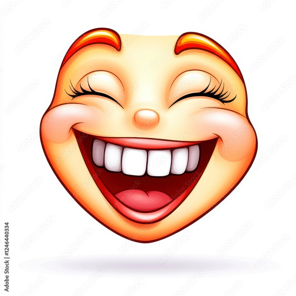 Fototapeta premium Bright and Cheerful Cartoon Smiley Face with Big Grin Expression