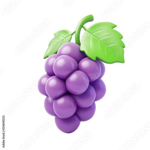 3d illustration bunch of grapes with leaves,png