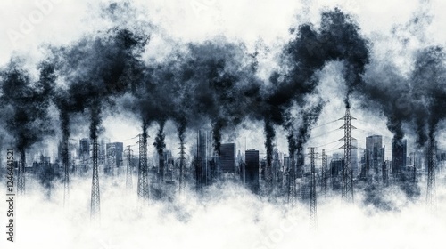 Abstract Cityscape With Industrial Smoke Pollution