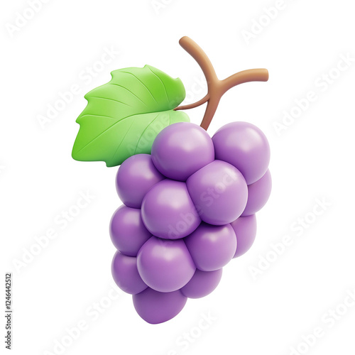 3d illustration bunch of grapes with leaves,png