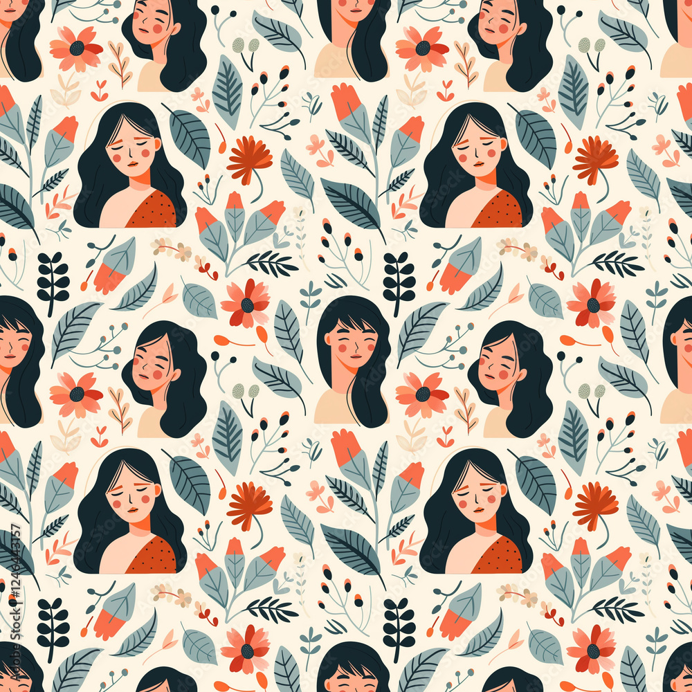 Fototapeta premium Beautiful seamless floral pattern with watercolor summer flowers
