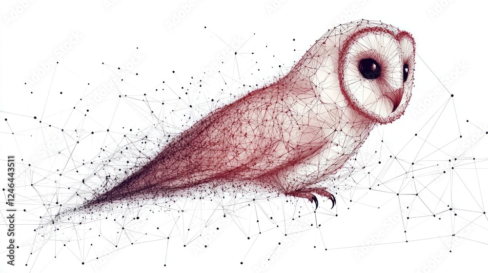 Obraz premium Abstract polygonal barn owl in red tones.
