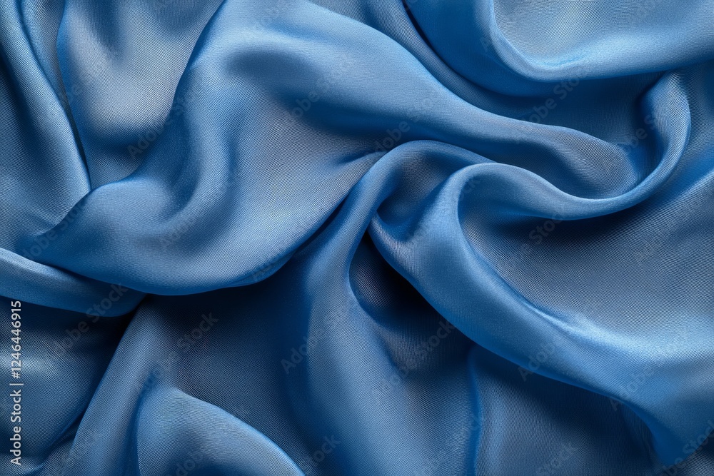 Obraz premium Flowing blue silky fabric in gentle waves. AI generated